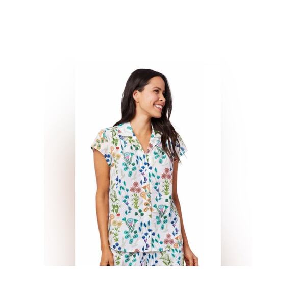 The Cat's Pajamas Botanical Gardens Shirt & Capris Pants Set Women's Size Small - Picture 1 of 16